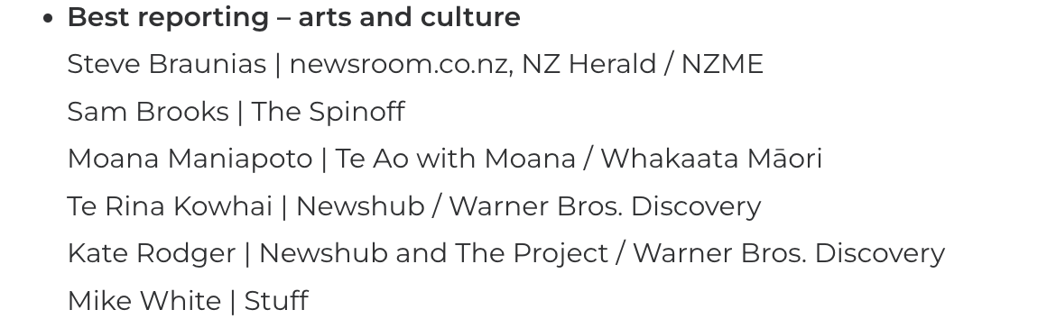 I got a Voyager Media Award nomination! (and shoutout to <a href="/TheSpinoffTV/">The Spinoff</a> for getting way more than one!)