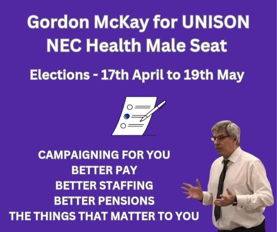 UnisonUnity's tweet photo. Gordon McKay a true representative of UNISON members, a man of genuine integrity with a strong sense of duty. https://t.co/1DmE9wn8Do