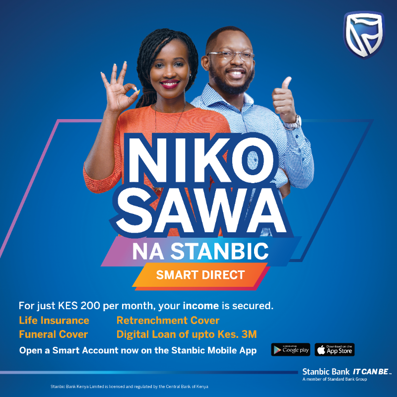 StanbicKE's tweet photo. Are you a salaried employee? 

Protect yourself with our Smart direct account. For only Kes 200 a month, your income will be secured in case of retrenchment.

To learn more, click here https://t.co/xwk1cT1we2 or or call us via +254203268888

#ItCanBe  #NikoSawa
