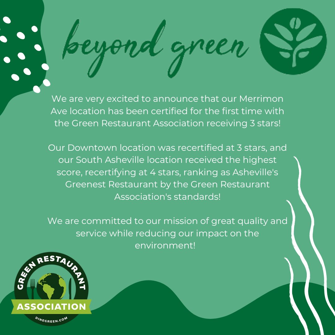 GreenSageCafe's tweet photo. Green sage is "Green" for good reasons... ����🌿🌍#greenrestaurantassociation #greenrestaurant #food #asheville #sustainable #sustainablerestaurant #ashevillefood #eatavl #ashevillecafe #ashevillerestaurants #gogreen #reduce #reuse #recycle https://t.co/T3AiwJnxkm