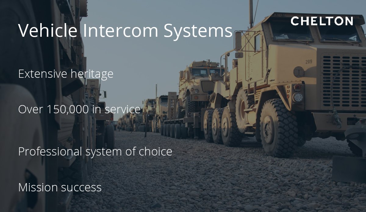 Clear communication is crucial for mission success. With Chelton's #VehicleIntercomSystems, over 150k military personnel have a reliable, secure solution for any condition. Join the ranks of mission-ready teams and experience proven performance. 🔉🚙 chelton.com/our-capabiliti…