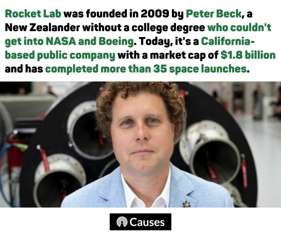 Causes on Twitter "Rocket Lab was founded in 2009 by Peter Beck, a New