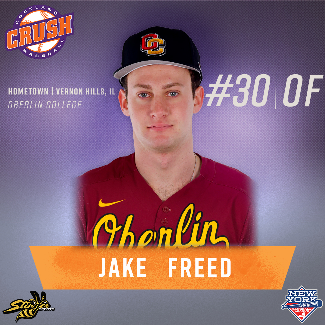 crushball's tweet photo. 🙌 ⚾️ Getting ready to Crush it in '23! We are excited to welcome Jake Freed (@Jakefreed_), #30, OF, from Vernon Hills, IL, Oberlin College!

Sponsored by Stinger Sports.

@nycblbaseball @stinger_brand @Yeo_Athletics 

#Crush23 #Freed23 #CortlandCrush #thecrush #baseball https://t.co/mkGtJPcAF4