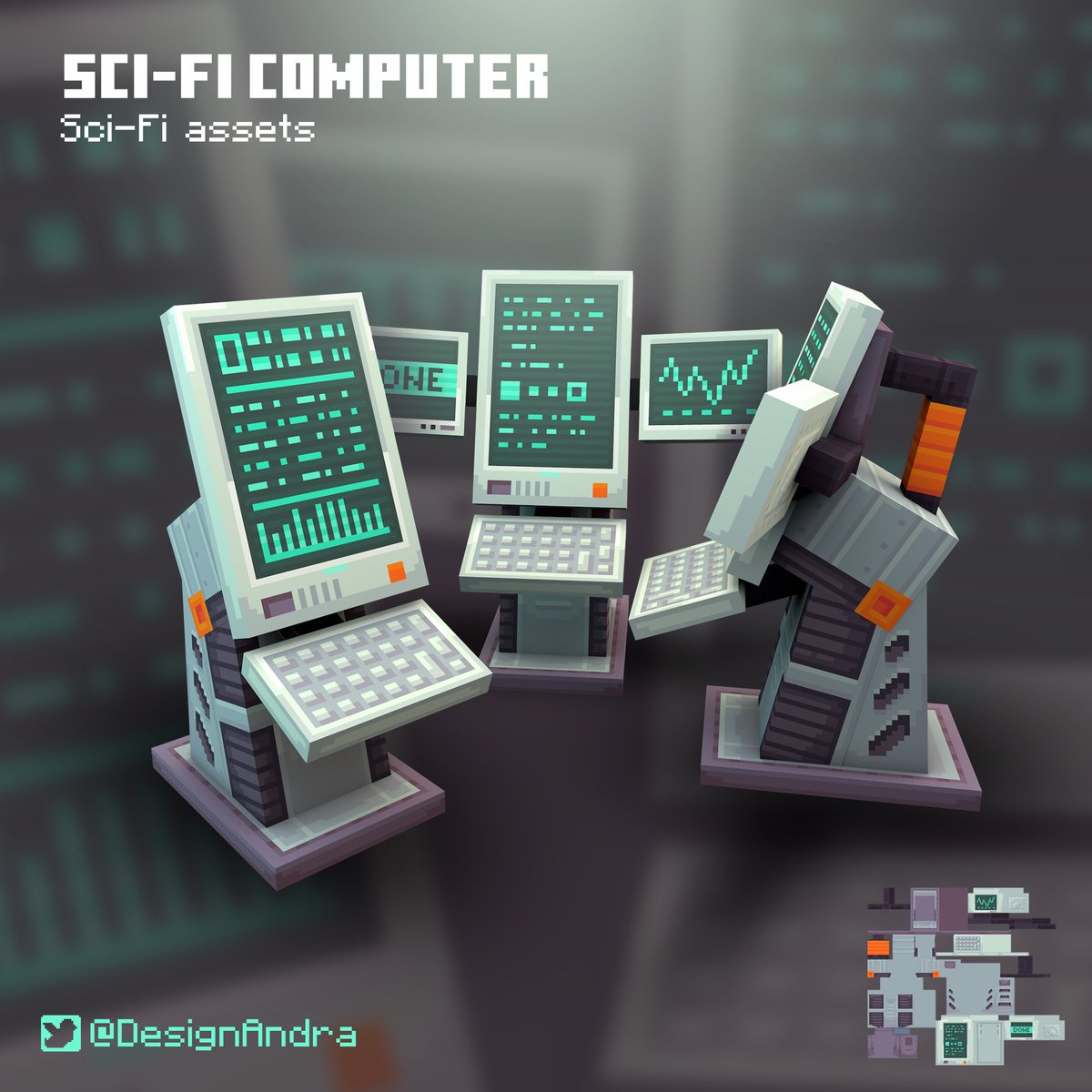 DesignAndra's tweet image. #Day8
Sci-Fi Computer ✅
#voxel #pixelart #3dmodel #blockbanch #minecraft #minecraftmarketplace #art #pixel #gamedev #artstyle #MinecraftLegends