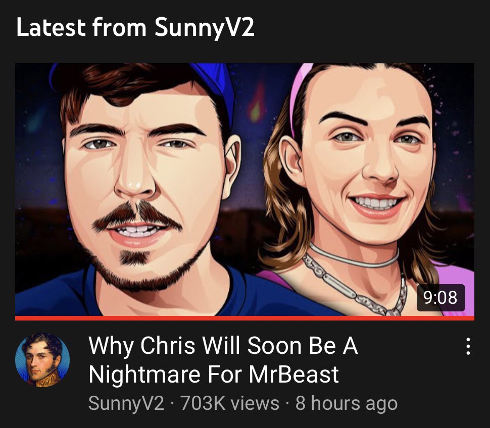 This is one of the most dogshit videos I’ve ever seen 

Sunny’s conclusion practically blames Chris for not taking the Mr Beast brand into account before transitioning lmao 

Imagine showing such little regard for the welfare of a human being