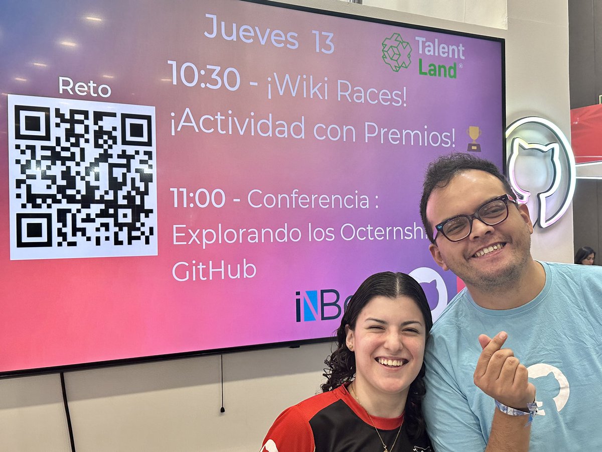 GitHubCommunity's tweet image. Event in Spanish: 

Aqui los esperan @lasr21 &amp;amp; @lesliesaucedoo para aprender acerca de GitHub Octernships! Una oportunidad de hacer prácticas pagadas con empresas internacionales. @talentrepublic_ stand D32

#githubeducation