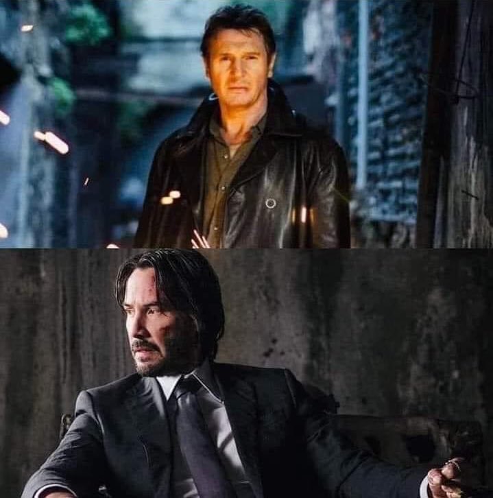 Roybattyforever's tweet photo. Imagínate que Liam Neeson atropella al perrito de Keanu Reeves por accidente y entonces, como venganza, Keanu Reeves secuestra a la hija de Liam Neeson🤔 https://t.co/Ue9oXwkwhs