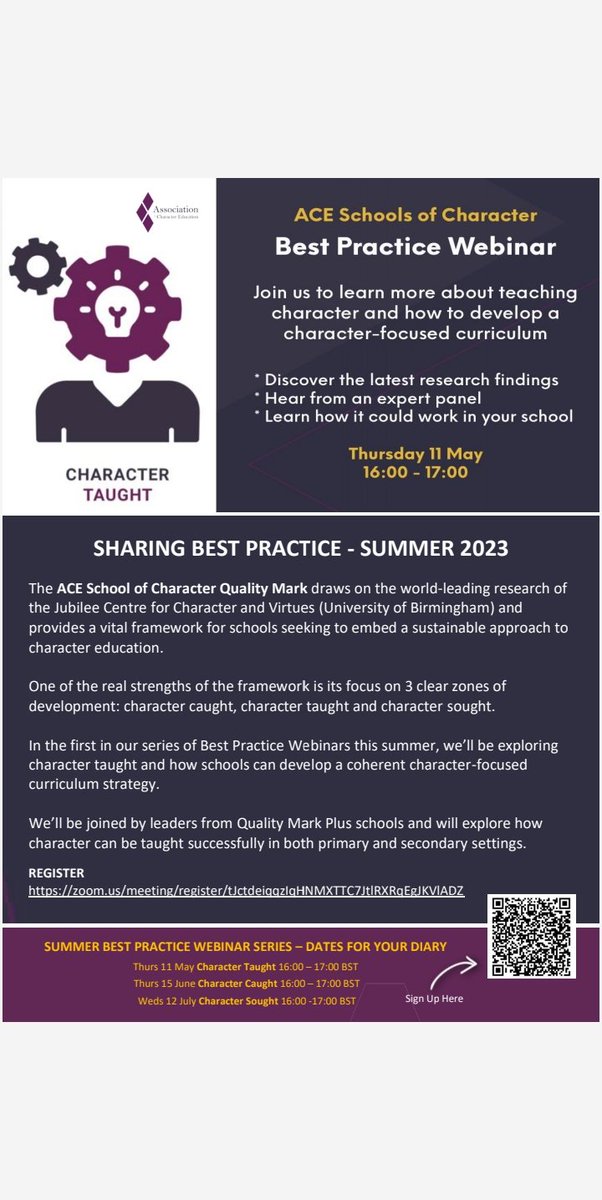 Join this ACE webinar to explore more about crafting a characterful curriculum for your own setting. #charactermatters #regionalhub #alumnischaracter