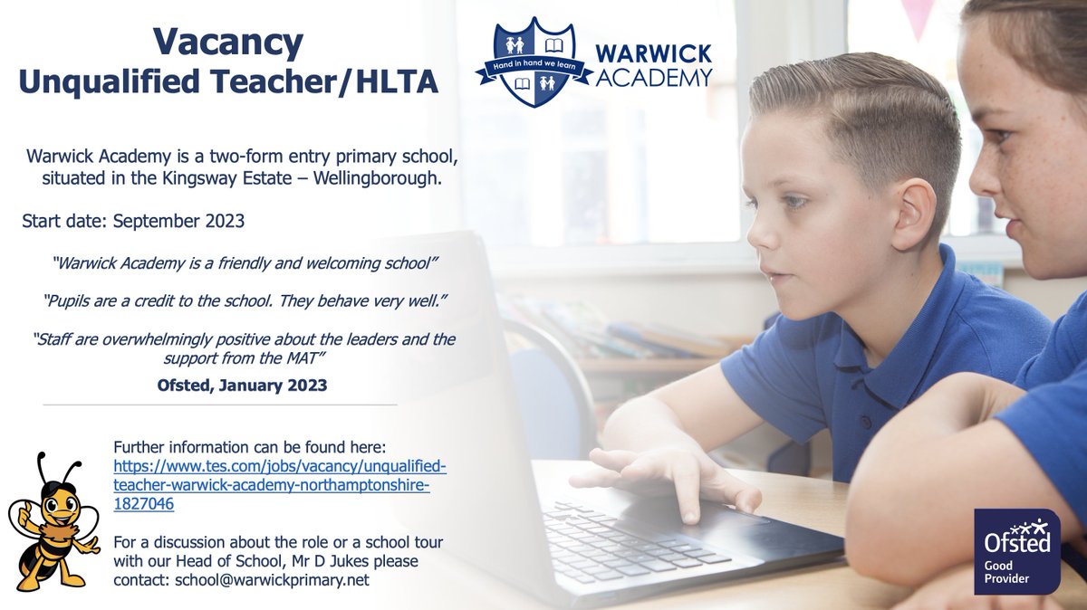 A fantastic opportunity to join a friendly and supportive team. Watch the short clip to see why Miss Parker, Trainee Teacher (now a first year ECT) enjoys working at Warwick Academy. lnkd.in/eUc5FEdk #Vacancy #Education #TeamWarwick #Opportunity