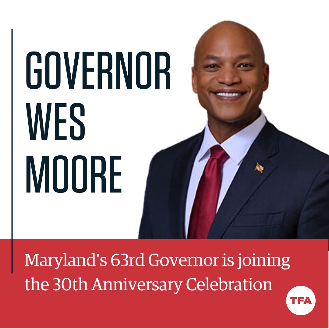 We are excited to announce Gov. Wes Moore <a href="/iamwesmoore/">Wes Moore</a>  will be joining us at our 30th Anniversary Celebration! On April 22 come enjoy a night of great food, an open bar &amp; more. Let's celebrate the progress we've made &amp; more to come! Click here to register bit.ly/3yMrdwS