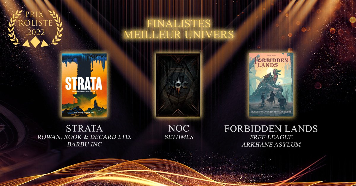 NOC est nommé parmi les finalistes du <a href="/prixroliste/">Prix Rôliste</a> dans la catégorie "Meilleur univers".
Merci à vous, enfants de la nuit.
Rendez-vous le 21 avril.
#JDR #NOC #prixroliste #setting