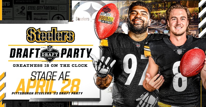 steelers's tweet photo. 🗣 @kennypickett10 will be at this year's Draft Party!

Join us at Stage AE on Friday, April 28 &amp; see @CamHeyward record an episode of his podcast with current &amp; former players, win autographed prizes, and more!

@OurFordStore | Register for free ⬇️