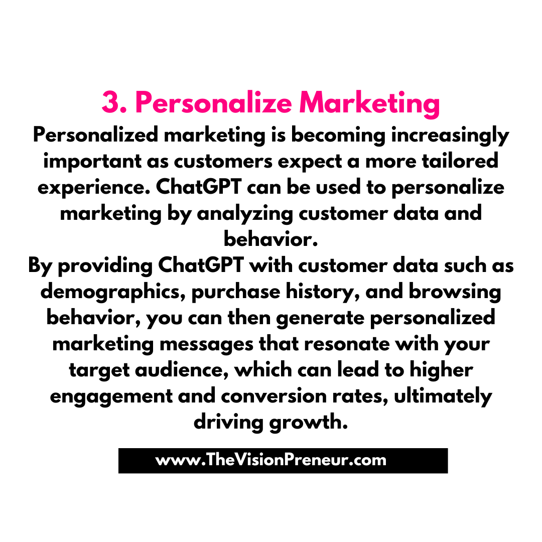 Vision_Preneur's tweet photo. Your New Business Bestie has arrived!! 🥳

No more excuses on not being able to think of content or streamline your business in any way. 

AI is here (hopefully to stay). Meet your new co-collaborator. Here are a few ways ChatGPT can help you explode your business and give you mo https://t.co/via2oofsEC