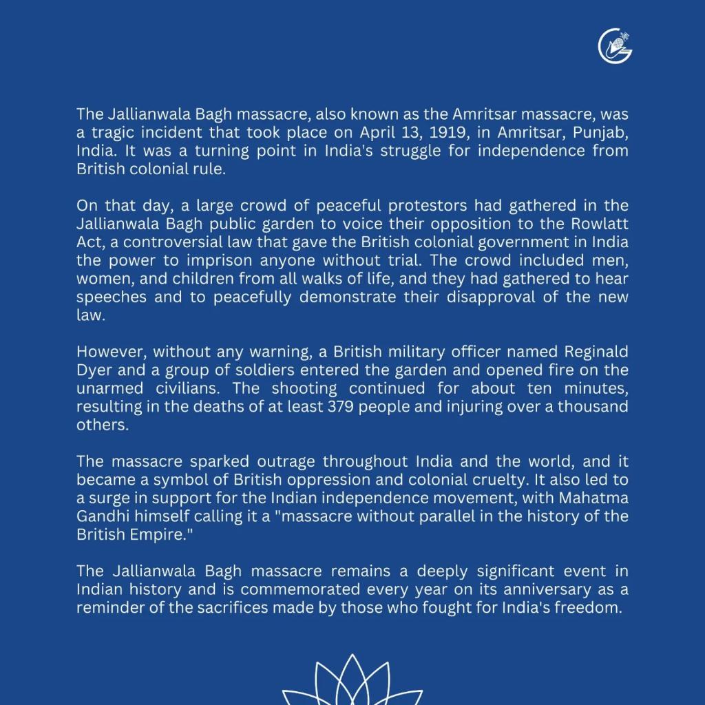 GramyaIndia's tweet photo. Paying homage to the innocent lives lost during the Jallianwala Bagh Massacre, on the 104th Anniversary of the tragedy. 🪔🙏

#GRAMYA #jallianwalabaghmassacre  #homage #rememberanceday #freedom #GRASSROOTSRADIOAPP #CommunityRadio #g20india #w20india #c20india #P20 #Panchyat20 https://t.co/Eq8i2eh7MQ