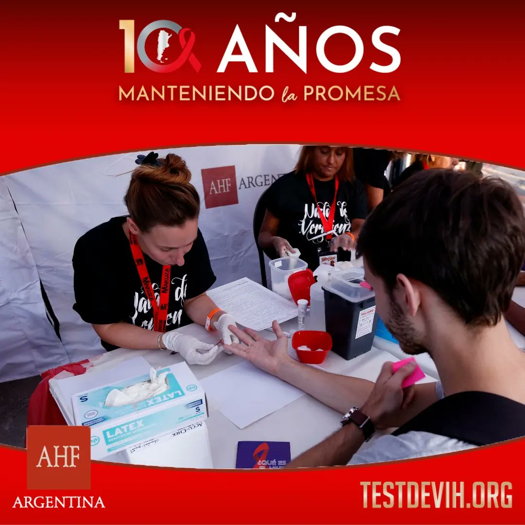 AHFargentina's tweet photo. ¡Celebramos 10 años en el país! 
En este tiempo, logramos diagnosticar de manera temprana a 4.162 personas que viven con VIH, de las cuales el 95% fueron vinculadas al sistema de salud. Esto significa que más de una persona por día accedió a un diagnóstico temprano.
#MeTesteoDe10 https://t.co/sLK2NTQzSE