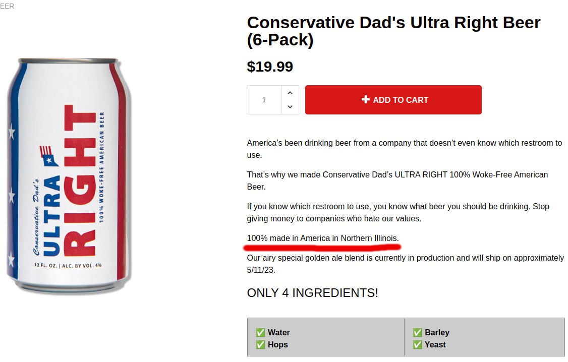 kennedytcooper's tweet image. Ok so I've spent some time investigating it and I think there's a really good chance that the reason the conservative beer grift guy is being so cagey about where the beer comes from is there's a good chance it's being brewed in an Anheuser-Busch owned facility lol