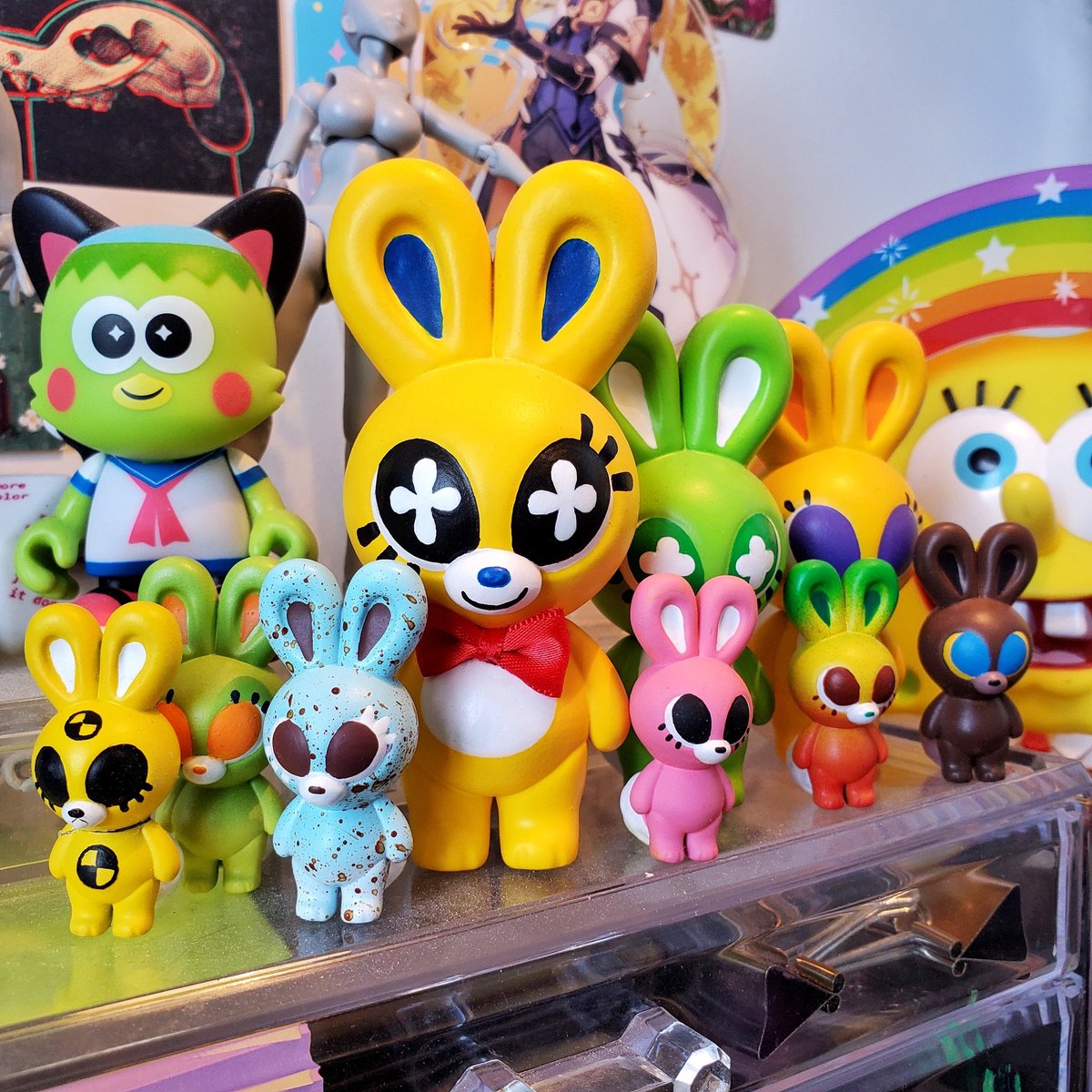 venomfencer's tweet photo. A whole family of bunnies I made 🥺 They do a lot of mental health heavy lifting. https://t.co/LWKtBq35oa