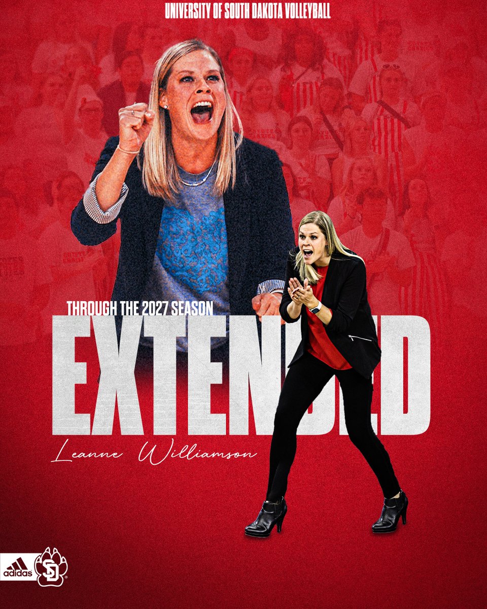 SDCoyotesVB's tweet photo. 𝙀𝙭𝙩𝙚𝙣𝙙𝙚𝙙 👏

Head coach Leanne Williamson has inked a contract extension 🙌

📰: https://t.co/Y2dmnaX2dB

#WeAreSouthDakota x #GoYotes 🐾 https://t.co/mDwvGobE4Q