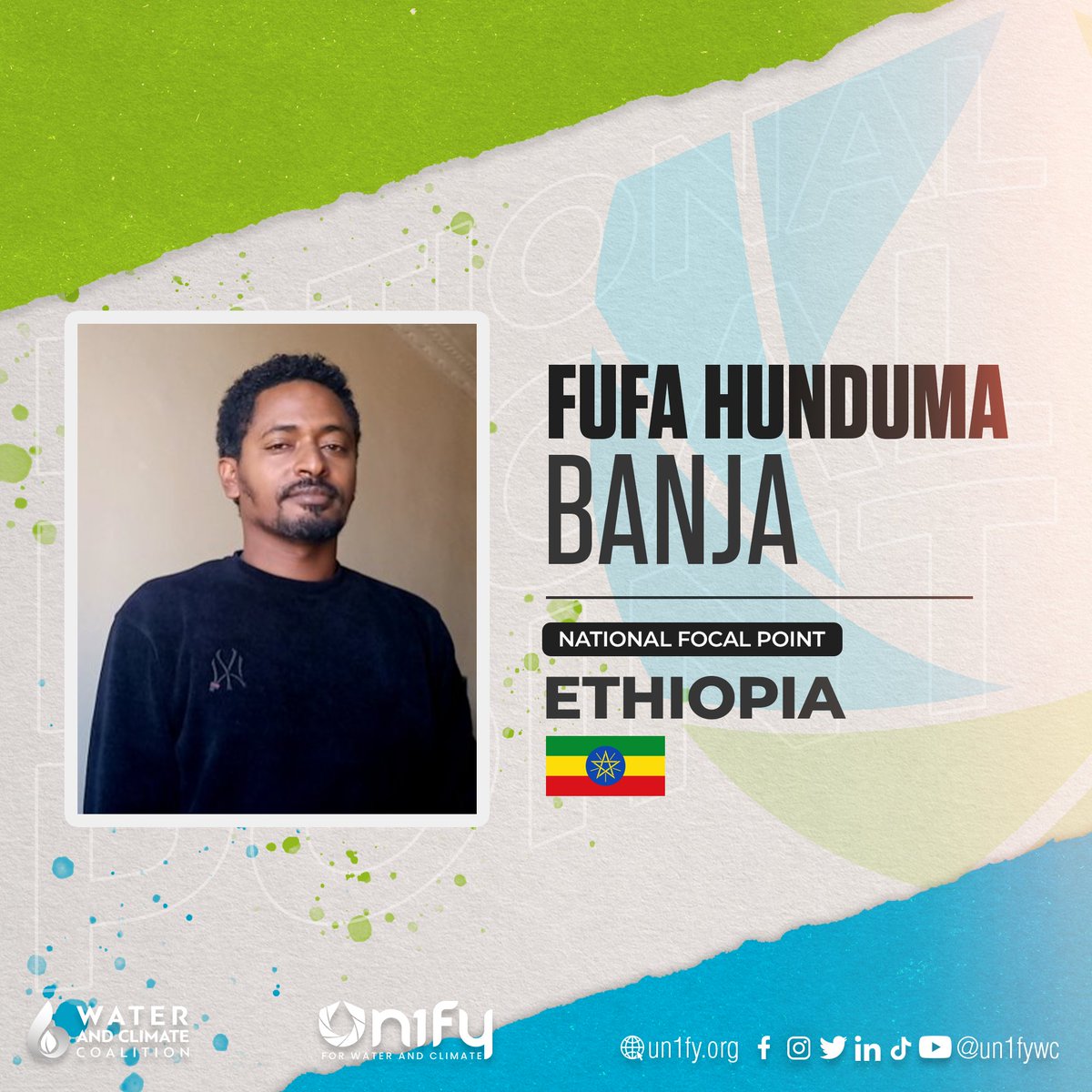 un1fywc's tweet image. Introducing our National Focal Points for Ethiopia, Fufa Hunduma Banja and Chalachew Worku Adane.

Are you from Ethiopia and willing to advocate for water and climate? You can reach them via email at ethiopia@un1fy.org

#un2023waterconference #waterandclimate #wateraction #un1fy