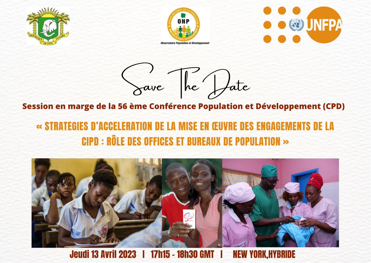 UNFPA Côte d'Ivoire (@unfpaci) on Twitter photo #HappeningNow
1/3 Le ministère du Plan et du Développement à travers l'office national de population organise en partenariat avec <a href="/unfpaci/">UNFPA Côte d'Ivoire</a> une session sur le rôle des Offices et Bureaux de Population dans la mise en œuvre des engagements de la CIPD à #NewYork. #ICPD #CPD56 #HappeningNow
1/3 Le ministère du Plan et du Développement à travers l'office national de population organise en partenariat avec <a href="/unfpaci/">UNFPA Côte d'Ivoire</a> une session sur le rôle des Offices et Bureaux de Population dans la mise en œuvre des engagements de la CIPD à #NewYork. #ICPD #CPD56