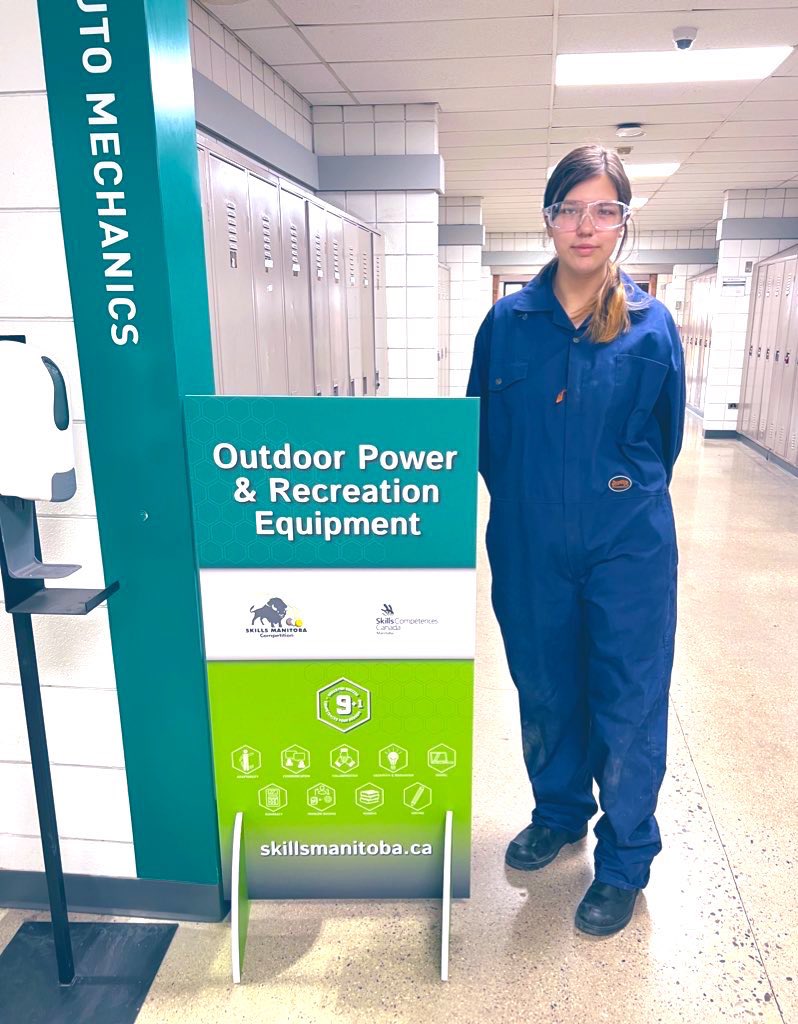jackielconnell's tweet photo. Kayleen Anderson from Cross Lake, MB competing in Outdoor Power &amp; Recreation Equipment at @SkillsManitoba. What a rockstar!! #womenintrades #VocationalEd #FrontierSD #VocEd #TechVoc https://t.co/kXMvU6px46