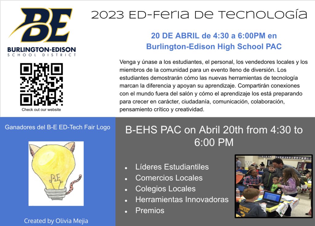 Join us for the annual B-ESD Tech Fair - Tuesday, April 20th from 4:30pm-6:00pm! | ¡Únase a nosotros para la feria tecnológica anual B-ESD - el martes 20 de abril de 4:30pm a 6:00pm! #WeAreBE