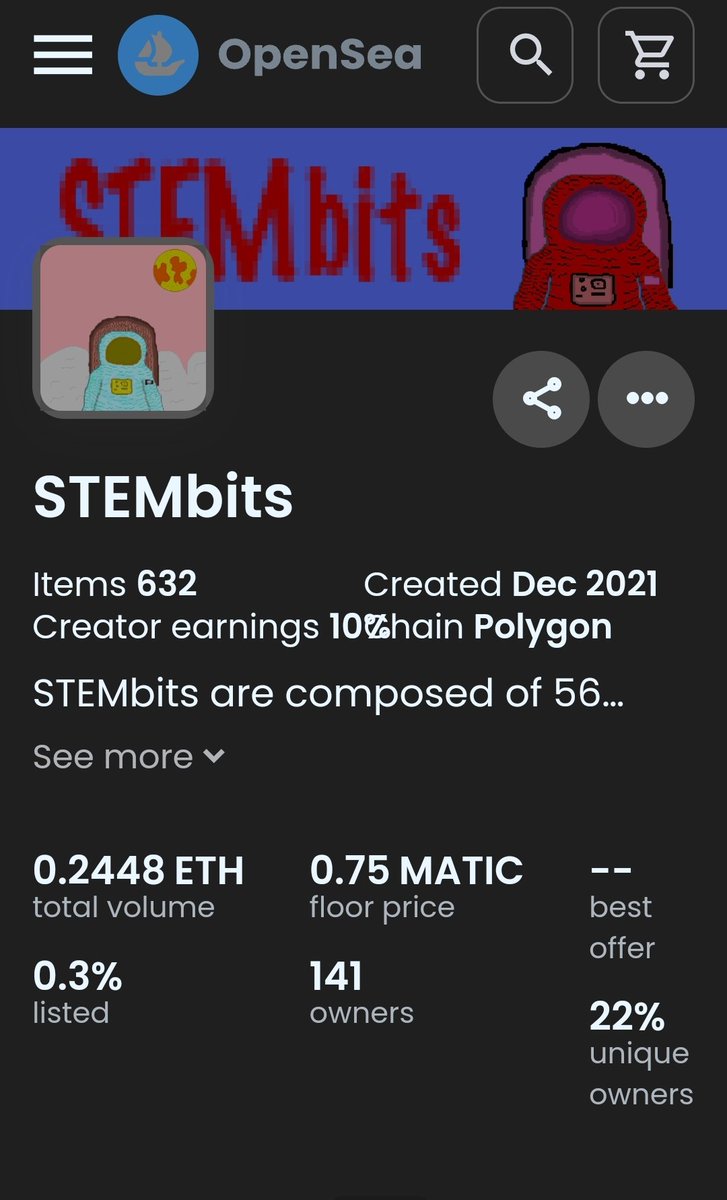 .<a href="/StemBitsNFT/">STEMbitsNFT | MINTING NOW!</a> got a couple mints yesterday!! Appreciate everyone who's joining in the Music Fun 🎶

There's 2 sitting on the floor for $0.75 for anyone who wants in without having to mint! 

Only 632/7025 have been minted!

Super Early Polygon Music Project! 🚀🎼