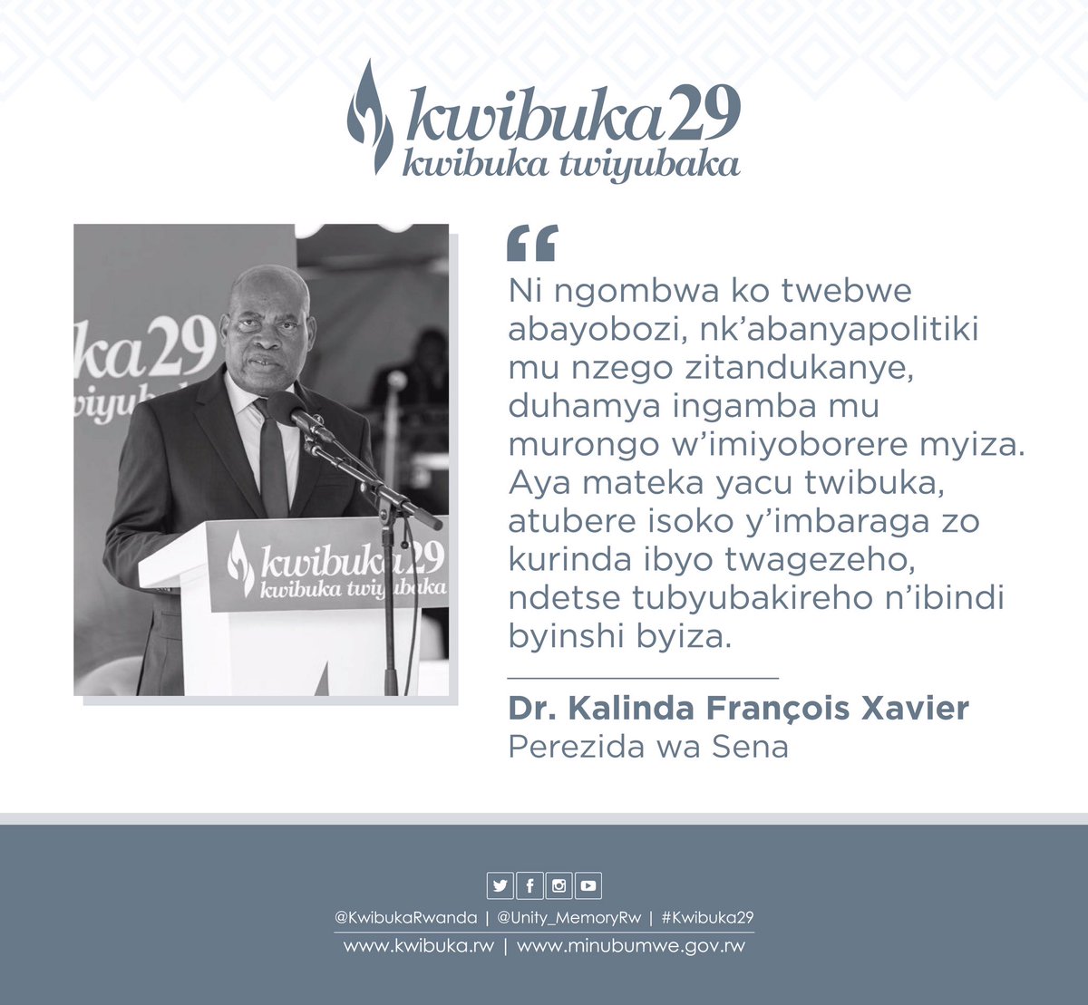 RwandaParliamnt's tweet photo. “Ni ngombwa ko twe abayobozi duhamya ingamba mu murongo w’imiyoborere myiza…” Perezida wa Sena Kalinda. https://t.co/095wADaNd0