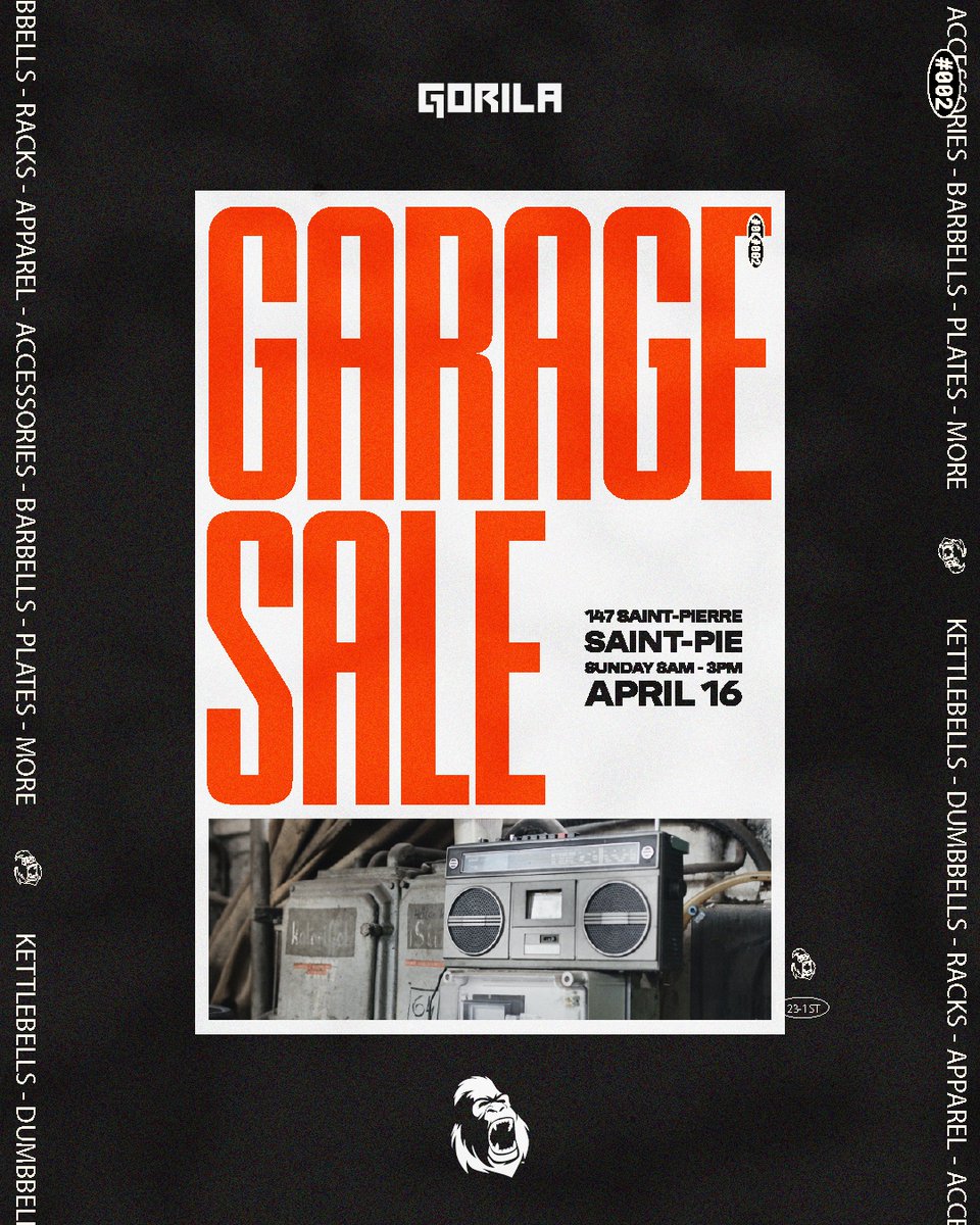 Our Spring Garage Sale is just around the corner! Great deals on racks, Kbs, Barbells, Plates, and much more! 

Where : 147 Saint-Pierre, Saint-Pie, QC
When : Sunday April 16 - 8am to 3pm 

Welcome to you all! 

#testedforanimals