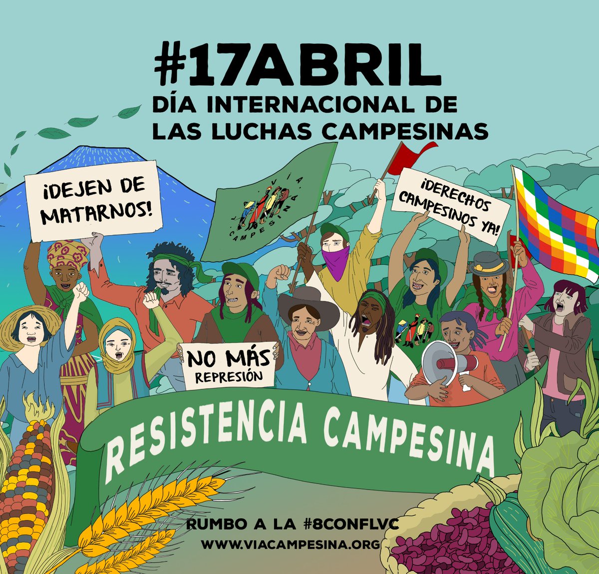 #17deAbril2023 Nuestra producción local de alimentos, la autodeterminación con 
dignidad, la paz, el feminismo campesino popular y la soberanía de los pueblos sólo 
son posibles con estas herramientas. ¡No hay futuro sin Soberanía Alimentaria! 
#LuchasCampesinas #ParenDeMatarnos