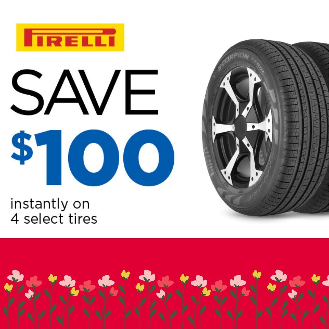 🌷 Spring into Spring Savings. 🌷 

For a limited time, save $100 instantly on four select Pirelli tires. Come in to learn more!