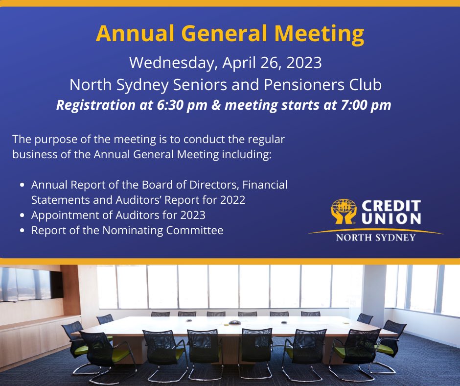 Please join us at our AGM on April 26th. We look forward to seeing you!