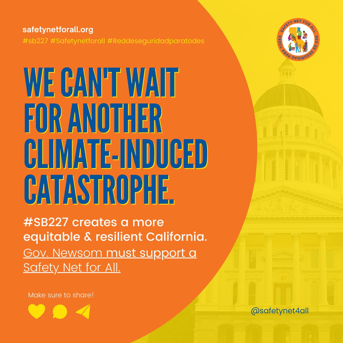We stand w/ worker leaders of the @SafetyNet4All coalition who know that we can't wait for yet another disaster. Exclusion from unemployment benefits has had devastating consequences for our communities. #SB227 would create a more equitable & resilient CA!