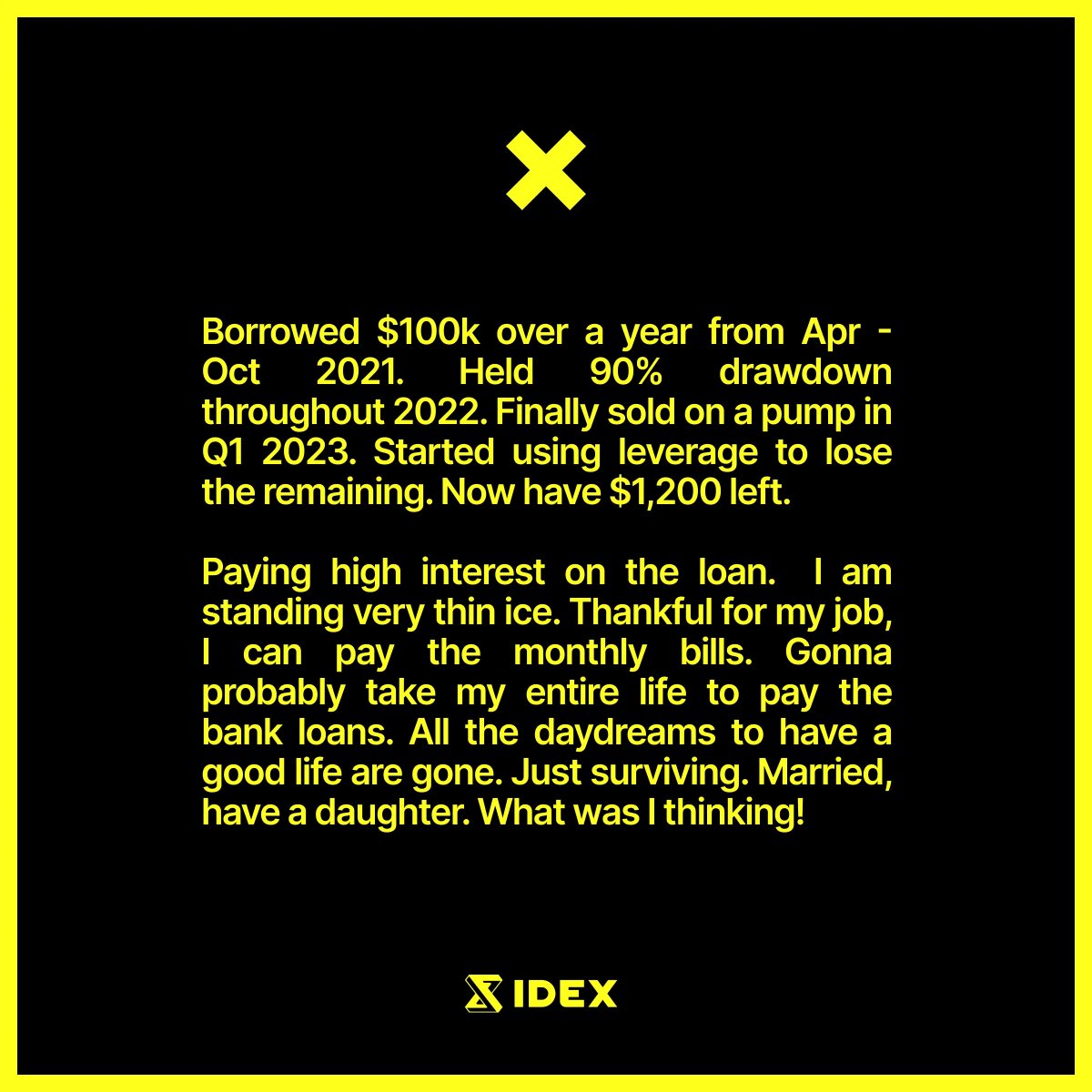 coinfessions's tweet image. Borrowed $100k. What was I thinking!