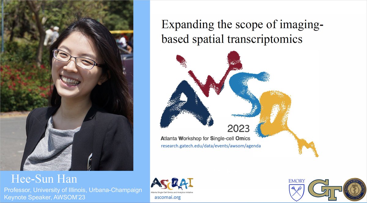 Anurendra (@anurendra) on Twitter photo Excited to announce the keynote speaker for AWSOM'23. Prof. Han will present her research on "Expanding the scope of imaging-based spatial transcriptomics" . Registration of AWSOM is still open.
<a href="/emorybmi/">Emory BMI</a> <a href="/mbhasin_/">mbhasin_</a> <a href="/DeborahWBruner1/">Deborah W. Bruner</a>
<a href="/AtlPedsResearch/">Pediatric Research Alliance</a> <a href="/ATLANTIS_KUH/">ATLANTIS - KUH Research Training Program</a> <a href="/heesunhanlab/">Han Lab</a> Excited to announce the keynote speaker for AWSOM'23. Prof. Han will present her research on "Expanding the scope of imaging-based spatial transcriptomics" . Registration of AWSOM is still open.
<a href="/emorybmi/">Emory BMI</a> <a href="/mbhasin_/">mbhasin_</a> <a href="/DeborahWBruner1/">Deborah W. Bruner</a>
<a href="/AtlPedsResearch/">Pediatric Research Alliance</a> <a href="/ATLANTIS_KUH/">ATLANTIS - KUH Research Training Program</a> <a href="/heesunhanlab/">Han Lab</a>