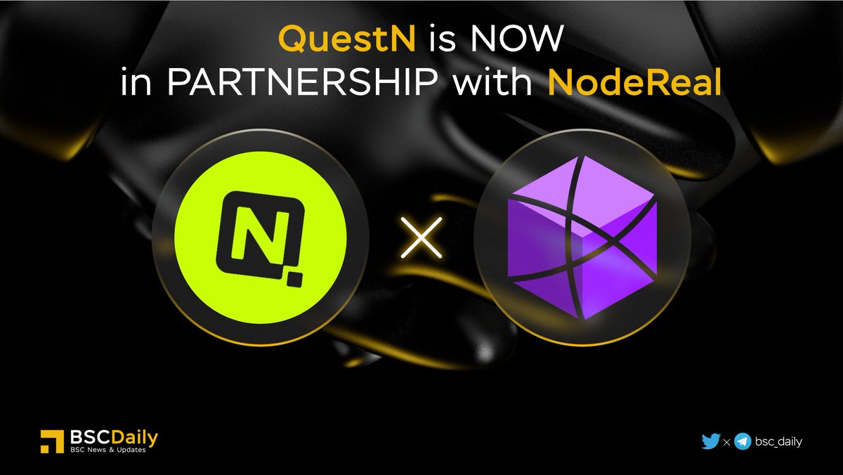 🎉 <a href="/QuestN_com/">QuestN</a> Partnership with <a href="/Nodereal_io/">NodeReal</a> 🤝

#QuestN - the one-stop tool for marketing, growth, and analysis in #Web3😍

#NodeReal - Through this partnership, NodeReal aims to strengthen QuestN’s existing offering specifically for blockchain gaming and GameFi projects🚀

#BNB
