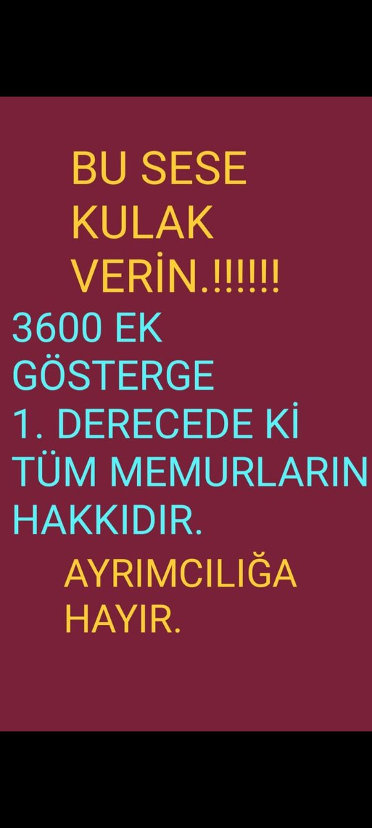 Çalışarak bu kadar Fakir olan kesim Memurlardır.
-#3600ekgosterge
-Sosyal Denge Tazminatı
-Refah payı
-Bayram ikramiyesi 
-Yol ,Yemek, Giyecek, Yakacak yardımı 
#MemurdaOyKullanacak 
<a href="/MemurSenKonf/">Memur-Sen</a> <a href="/kamusen/">Kamu-Sen</a> <a href="/Sime_Sen/">DEVLET MEMURLARI SENDİKASI.</a> <a href="/TurkBuroSenGM/">Türk Büro-Sen</a>
