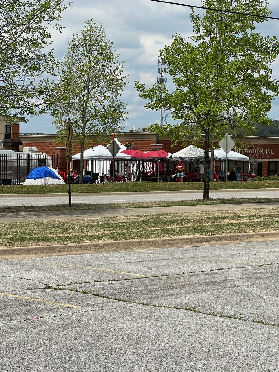 NWAHutch's tweet photo. Folks are already lining up for the Hog Pen… It’s going to be a wild atmosphere at Baum-Walker Stadium for the Arkansas-Tennessee series. https://t.co/XinETizCLD