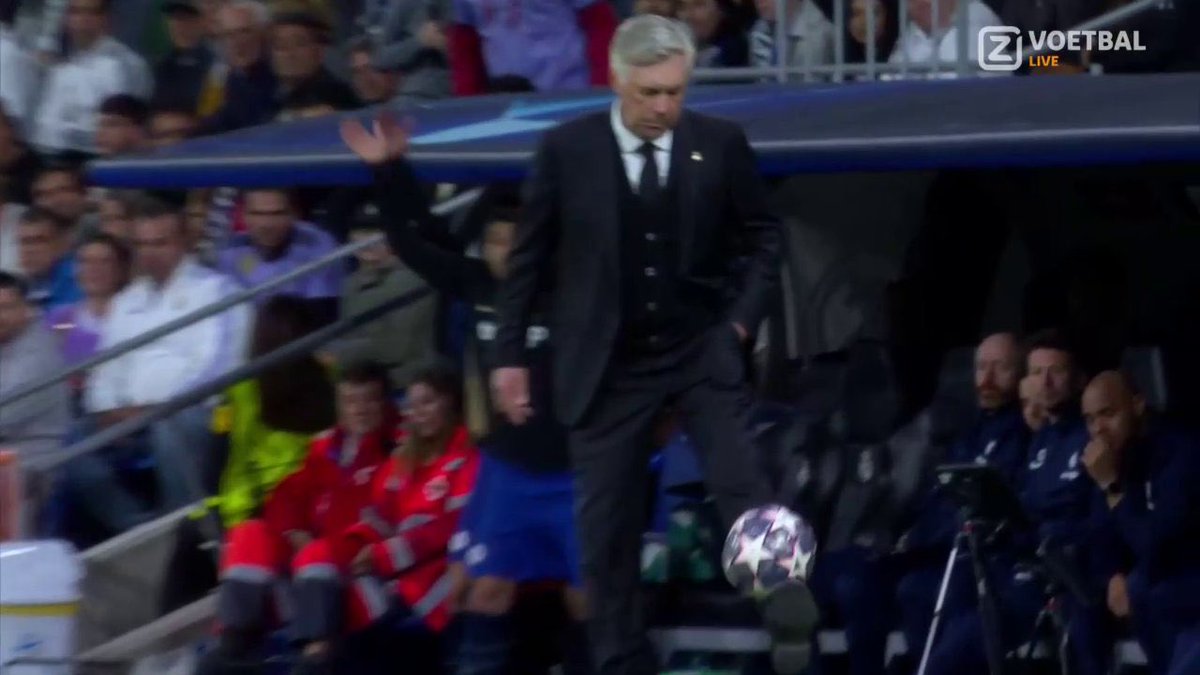 TrollFootball's tweet photo. Carlo Ancelotti has touched the ball more times in Champions League quarter-finals than Barcelona in the last 3 seasons https://t.co/M7ApLE1ir3