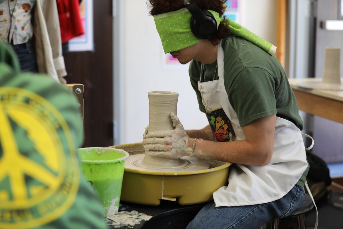 NorthwestISD's tweet photo. Day #4 of the annual Claytopia event at @EatonHighSchool showcased student's aesthetic pottery wheel skills!

Students were given twenty minutes to throw the tallest, straightest cylinder...blindfolded!

Additional 📸: https://t.co/meVJLUppNw https://t.co/txH31IaSRD