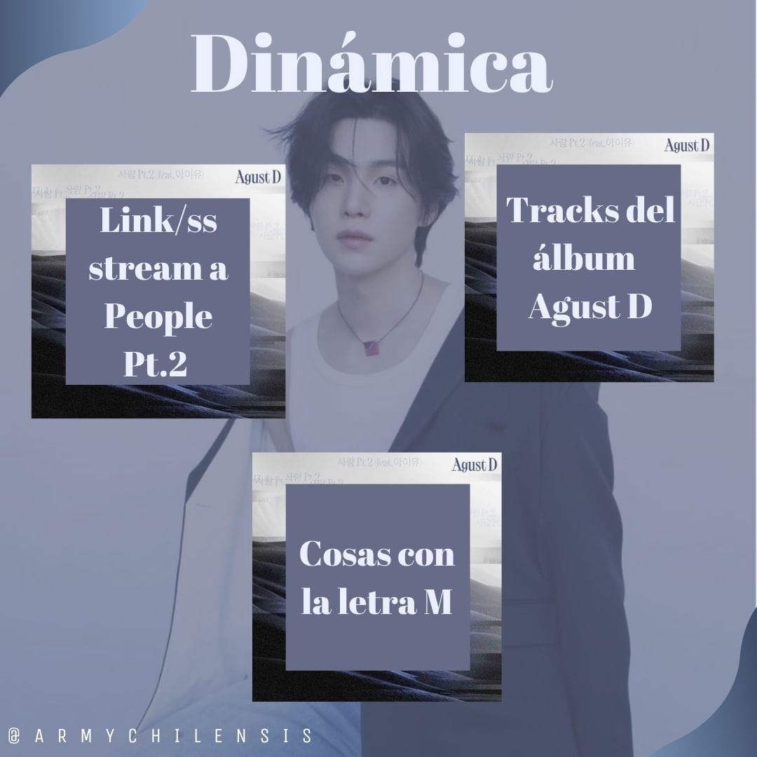 armychilensis's tweet photo. ARMY! Cómo va el stream? Recuerda que hoy cierra la primera semana de "People Pt.2"
No vamos muy bien, demos lo mejor 🙏 te dejamos esta dinámica @BTS_twt
Playlist
https://t.co/FnzfJUL2GT
ARMY UNITED FOR PEOPLE PT2
#PeoplePt2Recomeback
#StreamPeoplePt2
#BuyPeoplePt2 #People_Pt2 https://t.co/XmOSHlxfvu