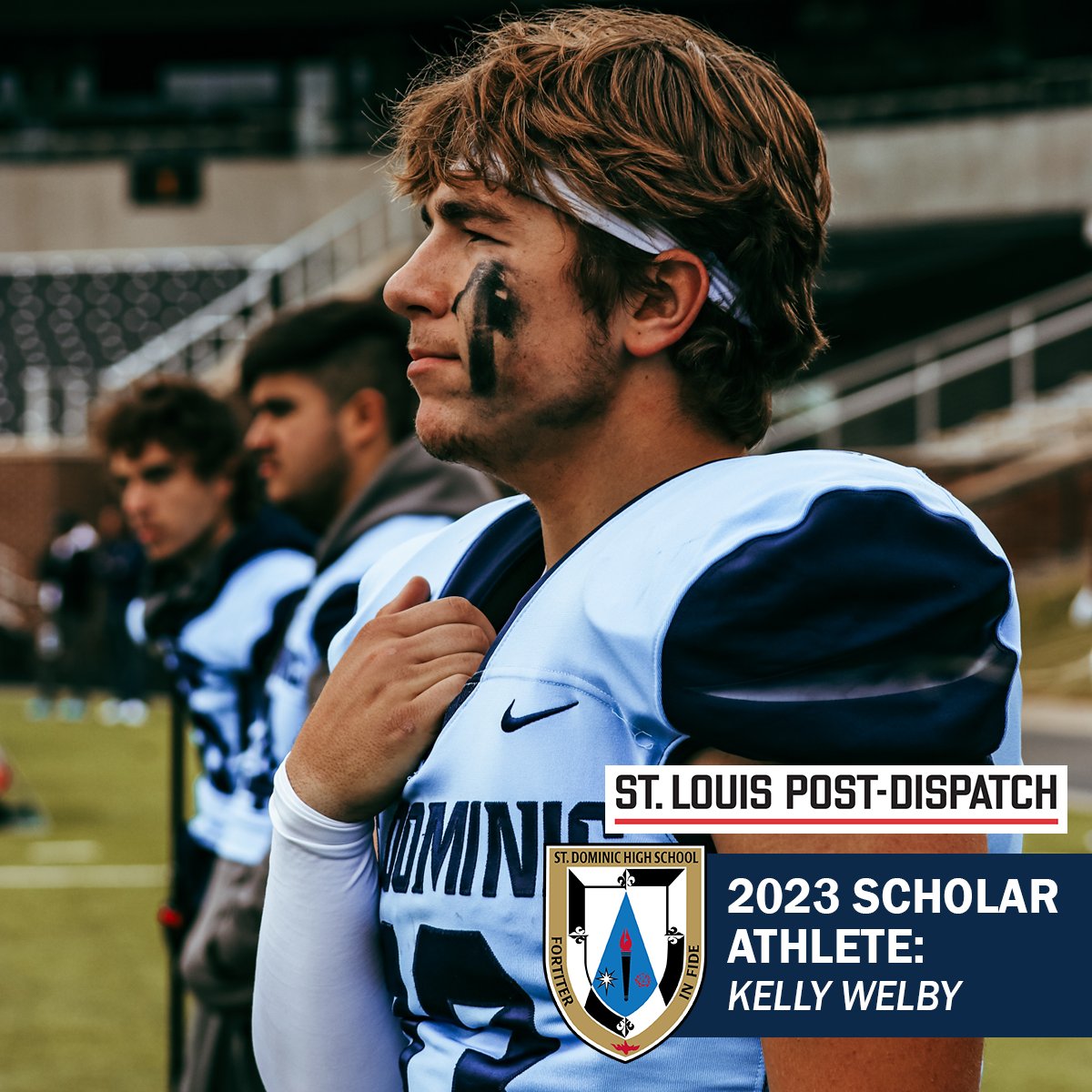 sdhsathletics's tweet image. Congratulations to Kelly Welby on being selected as
@StDominicHS 2023 Post Dispatch Scholar Athlete. This Columbia College golf commit &amp;amp; @NFFNetwork Elite 11 Student Athlete has a 4.27 GPA. Kelly does amazing work on the field &amp;amp; in the classroom, congrats!! @STLhssports