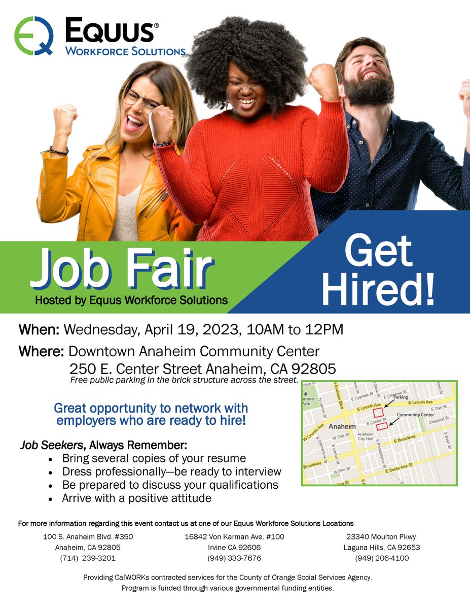 AWConnection's tweet image. Seeking employment? Job fair coming soon! Network with employers. 
#AWConnection #EquusWorkforceSolutions #Jobs