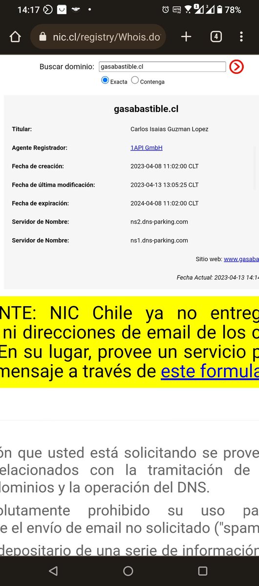 Sandaloz's tweet photo. @Abastible Ojo con esta web y tomen las medidas pertinentes por Estafa, están solicitando comprar insumos a nombre de https://t.co/NRVzI2K2rF correos de  dominio. #estafa #abastible, el dominio registrado a nombre de CARLOS ISAIAS GUZMÁN LÓPEZ el 8 de abril. @PDI_CHILE @SERNAC https://t.co/MbdDTe5MdV