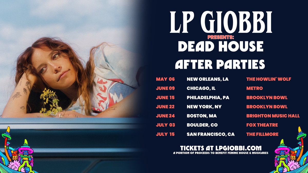 playthesand's tweet photo. Just announced! @LPGiobbi will be playing @deadandcompany after parties for the band's final tour!! 🪩🚌

Catch one of her Dead House sets in NOLA, CHI, PHI, NY, MA, CO &amp; CA. 👉 https://t.co/ajj7zDApvx

A portion of proceeds will benefit @thisisfemmehouse and @musicares. https://t.co/xWdDfl222z