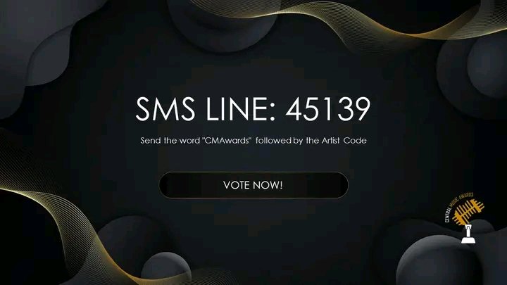 Spud_SA's tweet photo. Central Music Awards Voting Lines Are Open.🎉

To vote, simply send the word "CMAwards" followed by the artist code to 45139. Please ensure that there is a space between "CMAwards" and the artist code. Example: CMAwards SNG002 or CMAwards GSS001 to 45139. SMS cost is R1.00/sms. https://t.co/ubA4il48To