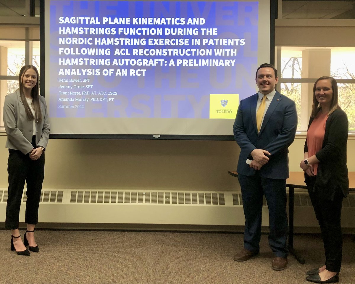 AmandaMurrayPT's tweet photo. Congrats to our 2nd yrs on their great scholarly project presentations 👏🏻Shout out to Quinn, Madi, Cierra, Katelyn, Remi, &amp; Jeremy for representing the @UToledo_MAINLab and making me a very proud advisor! Thank you @Grant_Norte &amp; @ErikaZambarano for your help w/these projects!🚀 https://t.co/CZcdJz2qj1