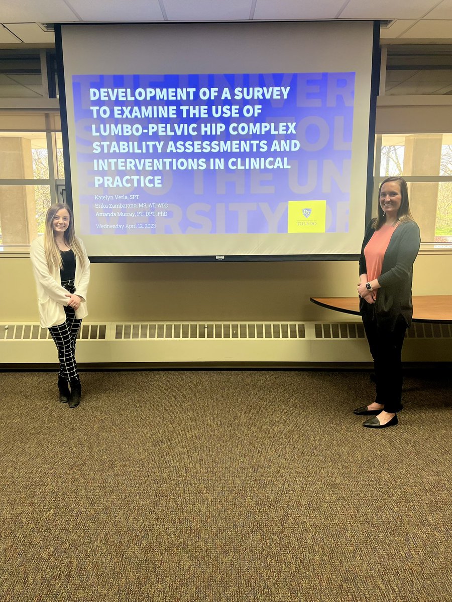AmandaMurrayPT's tweet photo. Congrats to our 2nd yrs on their great scholarly project presentations 👏🏻Shout out to Quinn, Madi, Cierra, Katelyn, Remi, &amp; Jeremy for representing the @UToledo_MAINLab and making me a very proud advisor! Thank you @Grant_Norte &amp; @ErikaZambarano for your help w/these projects!🚀 https://t.co/CZcdJz2qj1