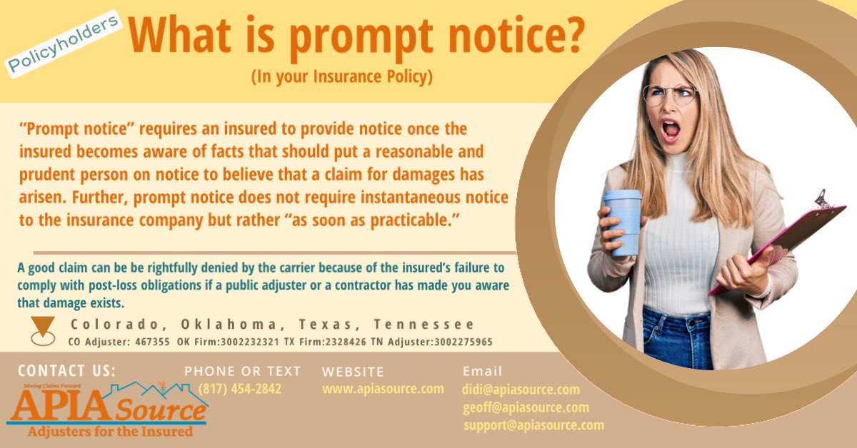 APIASOURCE's tweet image. As Public Adjusters, and if you are a contractor, you need to make sure policyholders are made aware of their post-loss obligations, even if you are not  being hired. 
#publicadjuster #insuranceclaim  #propertydamage #multifamily #policyholders #businessowner #contractors