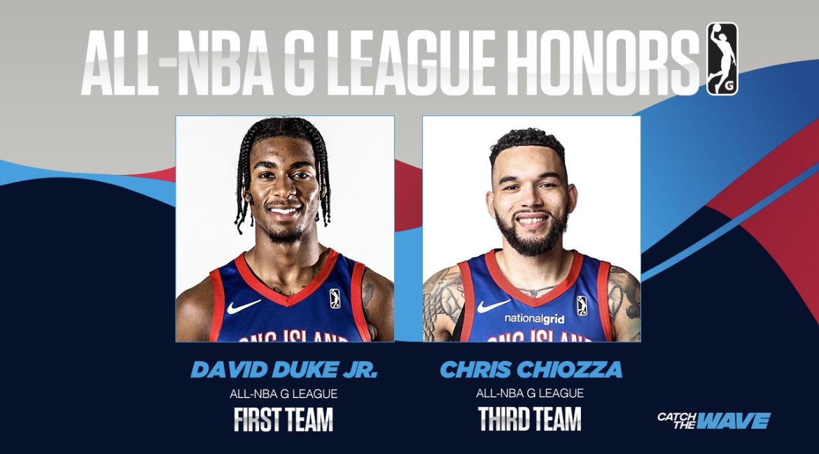The votes are in! Brooklyn two-way guard David Duke Jr. and Long Island guard Chris Chiozza were named to the All-NBA G League First and Third Team! Nets fans, please join us in congratulating @daviddukejr and @chiozza11 🤝